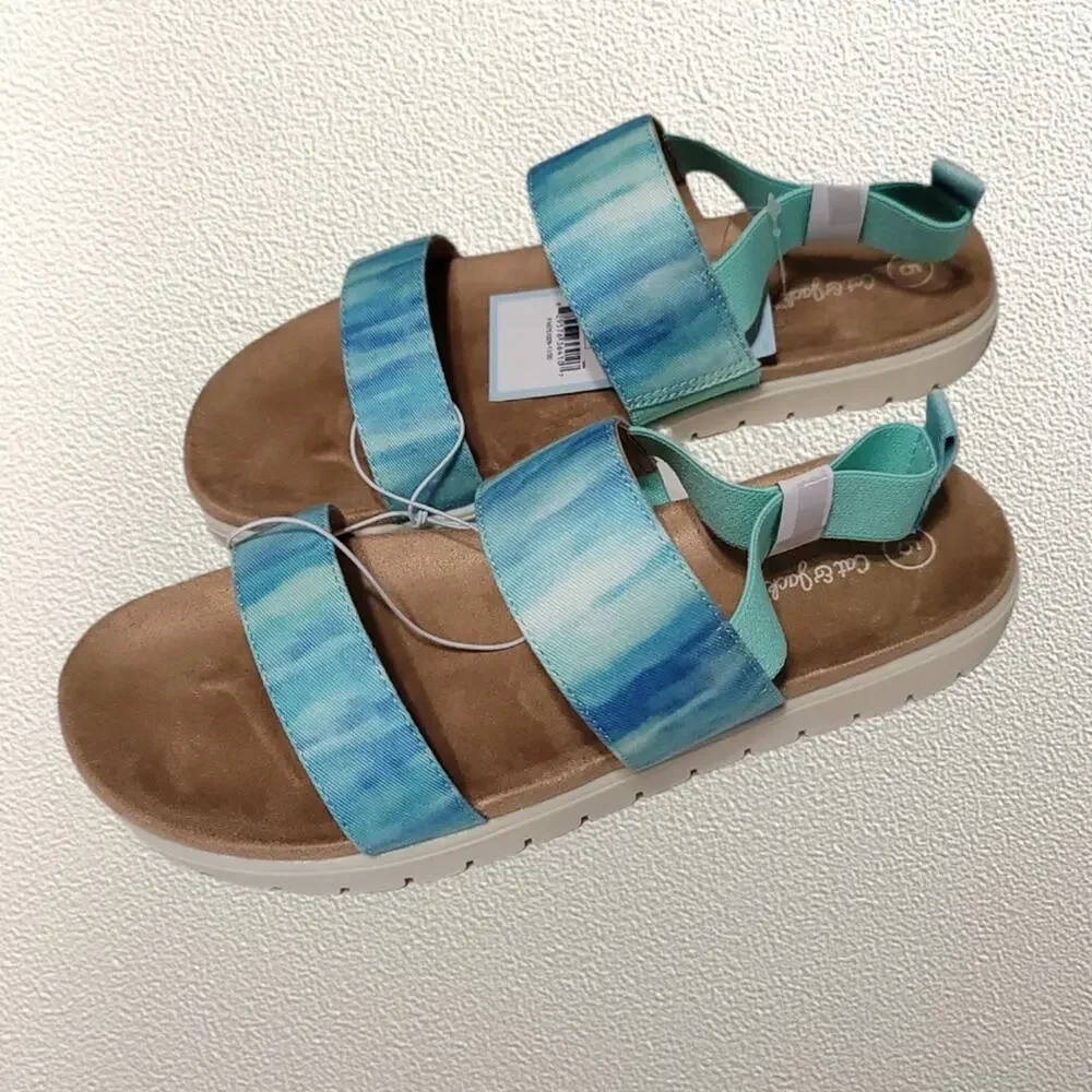 Cat & Jack Blue Pull-On Elastic Strap Sandals